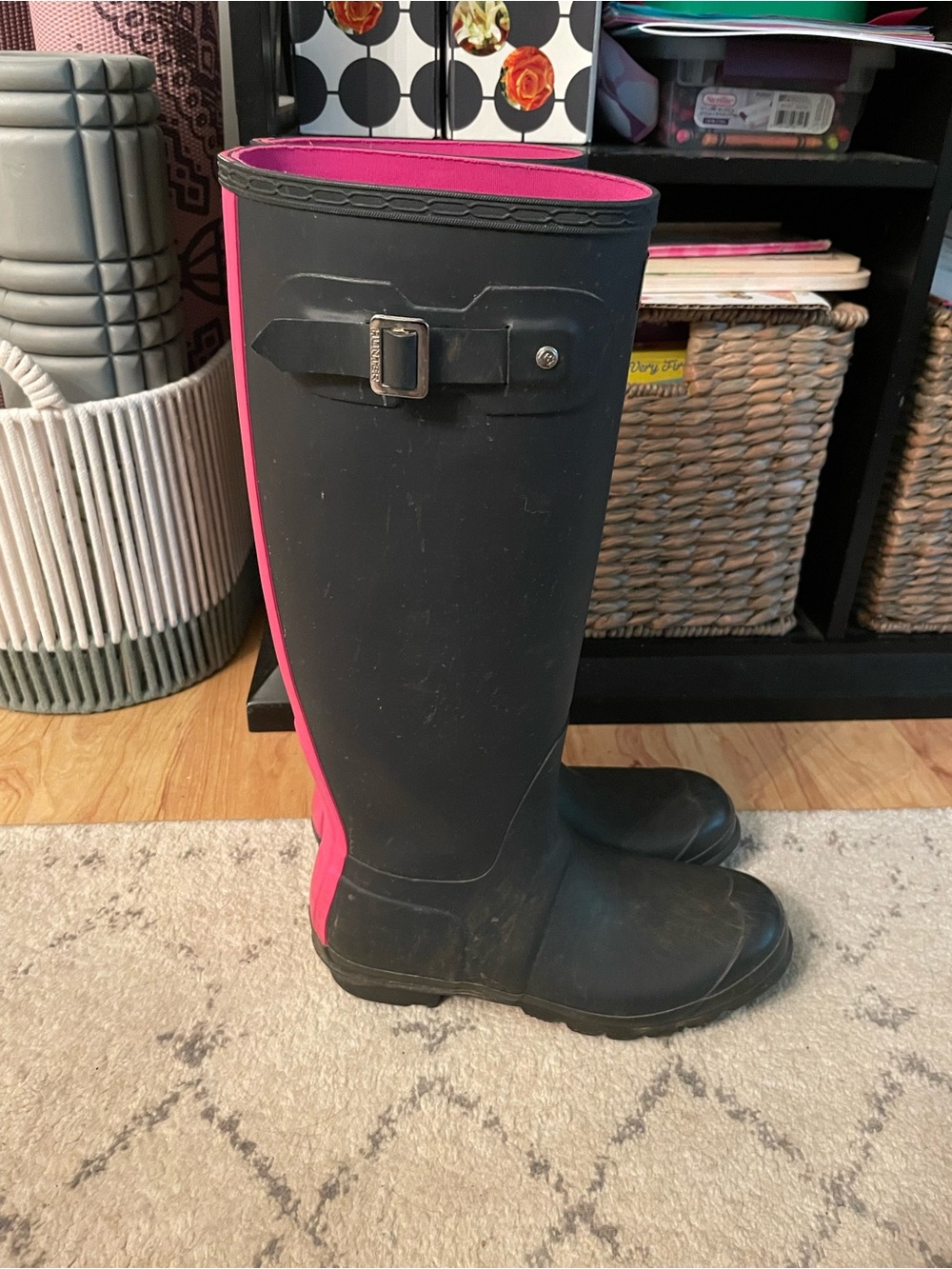 Hunter Original Stripe pink stripe boots women’s US 9/UK 7 Limited Edition - Picture 4 of 8